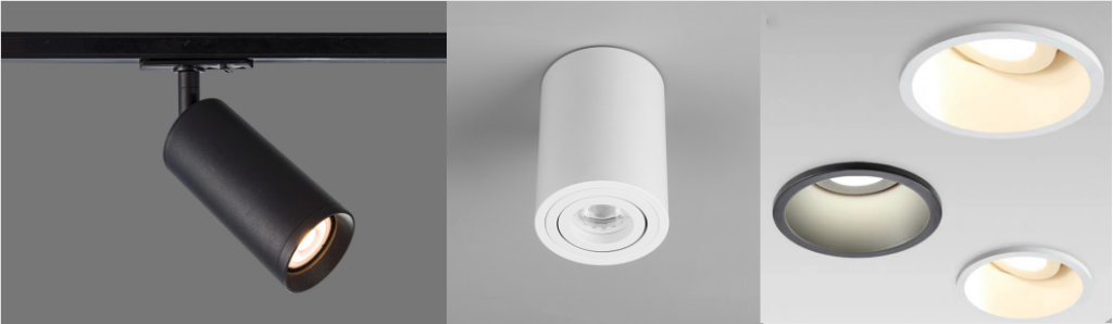 tract spolight and surface mounted downligth and anti-glare GU10 downlight fitting