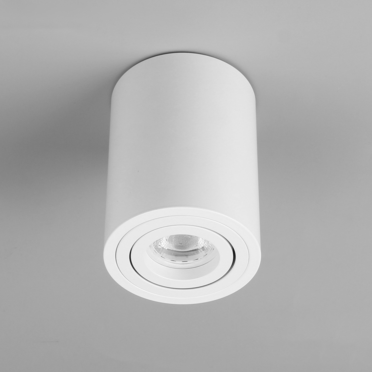 Round adjustable surface mounted GU10 downlight fitting